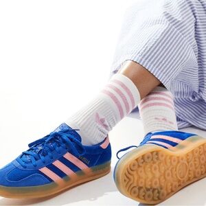 adidas Women's Blue and Pink Gazelle Sneakers